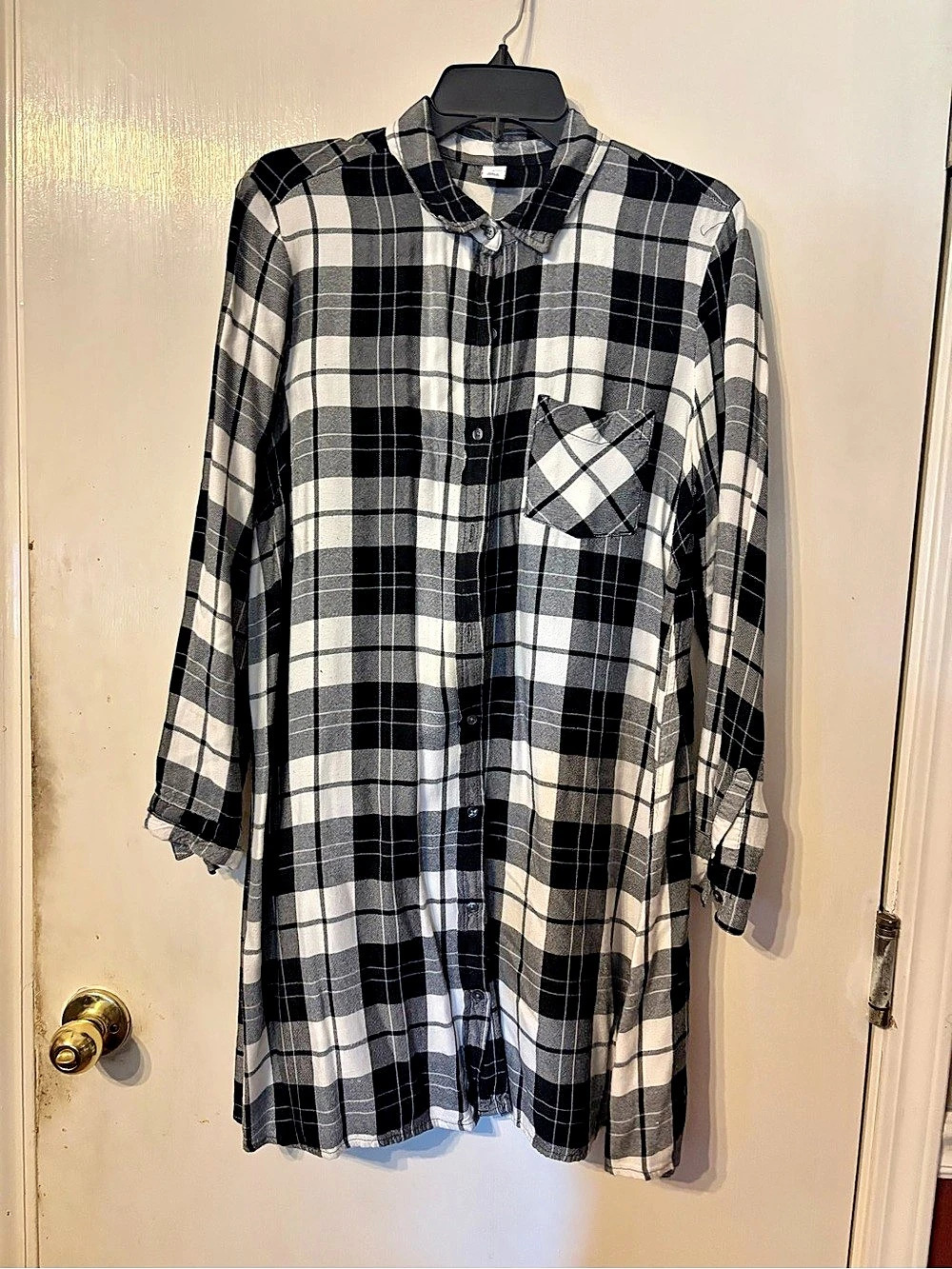 Old Navy Plaid Mini Dress Black & White Size Large